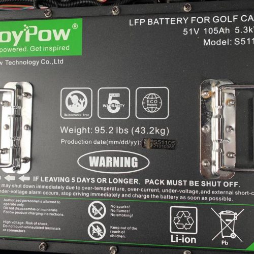 JB Carts | RoyPow S51105 105Ah Lithium Battery for 48v w/ New Lithium ...